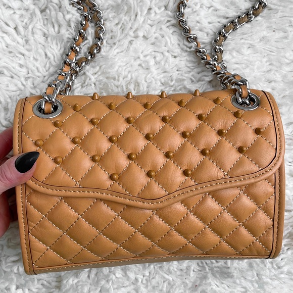 Rebecca Minkoff Quilted Studded Beige Shoulder Bag - Picture 5 of 17
